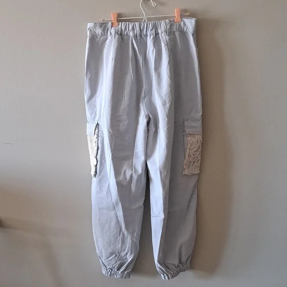 New POL Light Blue Patchwork distressed Joggers - Picture 5 of 7